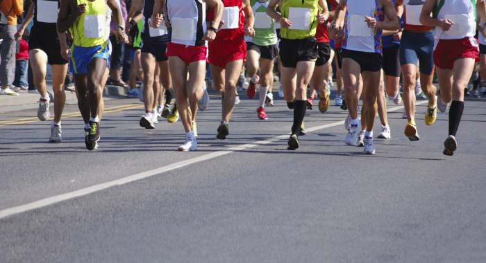 Leaders, about a hundred yards after start of race.